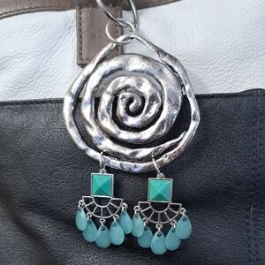 Hand Crafted Bag Purse Tote Jewelry Key Ring Decorative Vintage Jewelry Upcycle